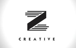 Letra del logotipo z con diseño de líneas negras. Ilustración de vector de letra de línea