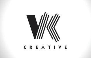 VK Logo Letter With Black Lines Design. Line Letter Vector Illustration
