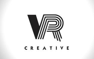 VR Logo Letter With Black Lines Design. Line Letter Vector Illustration