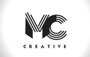 MC Logo Letter With Black Lines Design. Line Letter Vector Illustration