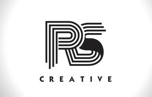 RS Logo Letter With Black Lines Design. Line Letter Vector Illustration