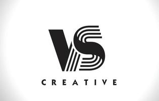 VS Logo Letter With Black Lines Design. Line Letter Vector Illustration