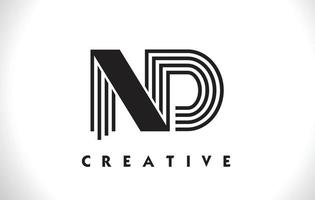 ND Logo Letter With Black Lines Design. Line Letter Vector Illustration