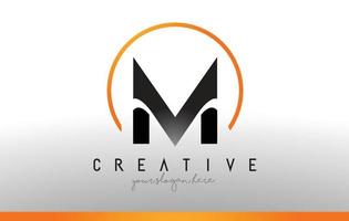 M Letter Logo Design with Black Orange Color. Cool Modern Icon Template. vector