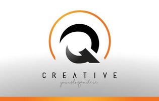 Q Letter Logo Design with Black Orange Color. Cool Modern Icon Template. vector
