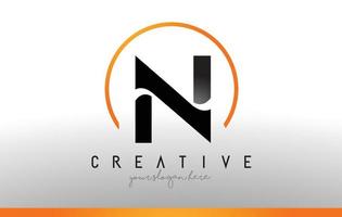 N Letter Logo Design with Black Orange Color. Cool Modern Icon Template. vector