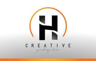 H Letter Logo Design with Black Orange Color. Cool Modern Icon Template. vector