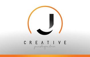 J Letter Logo Design with Black Orange Color. Cool Modern Icon Template. vector