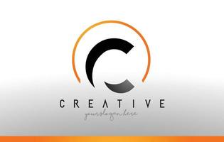 C Letter Logo Design with Black Orange Color. Cool Modern Icon Template. vector