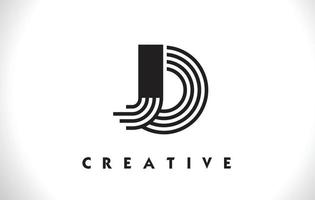 JO Logo Letter With Black Lines Design. Line Letter Vector Illustration