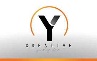 Y Letter Logo Design with Black Orange Color. Cool Modern Icon Template. vector