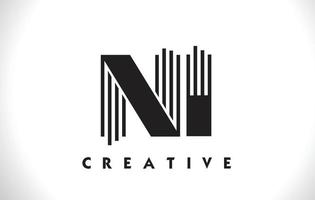 NI Logo Letter With Black Lines Design. Line Letter Vector Illustration