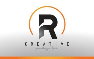 R Letter Logo Design with Black Orange Color. Cool Modern Icon Template. vector