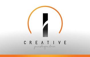 I Letter Logo Design with Black Orange Color. Cool Modern Icon Template. vector