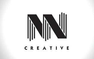 NN Logo Letter With Black Lines Design. Line Letter Vector Illustration