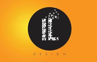IL I L Logo Made of Small Letters with Black Circle and Yellow Background. vector