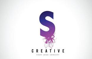 S Purple Letter Logo Design with Liquid Effect Flowing vector