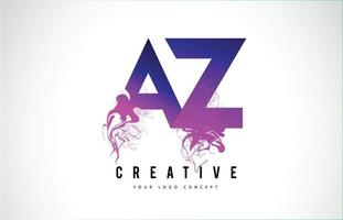 AZ A Z Purple Letter Logo Design with Liquid Effect Flowing vector