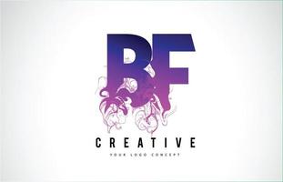 BF B F Purple Letter Logo Design with Liquid Effect Flowing vector