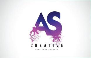 AS A S Purple Letter Logo Design with Liquid Effect Flowing vector