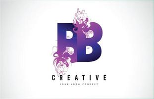 BB B B Purple Letter Logo Design with Liquid Effect Flowing vector