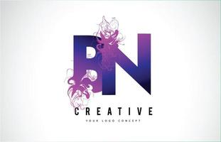 BN B N Purple Letter Logo Design with Liquid Effect Flowing vector