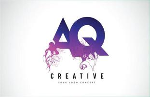 AQ A Q Purple Letter Logo Design with Liquid Effect Flowing vector