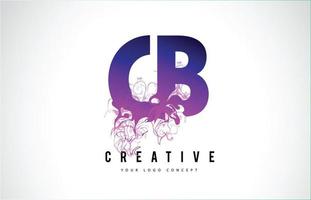 CB C B Purple Letter Logo Design with Liquid Effect Flowing vector