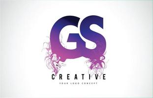 GS G S Purple Letter Logo Design with Liquid Effect Flowing vector
