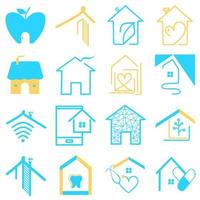 Set of real estate, smart home technology, medical home, love home vector icons. Smart house automation control system symbols. Modern infographic icons for web, mobile apps and ui design.