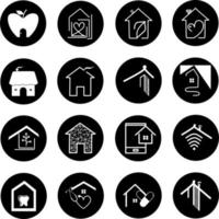 Set of real estate, smart home technology, medical home, love home vector icons. Smart house automation control system symbols. Modern infographic icons for web, mobile apps and ui design.