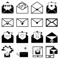 Set of email icons. Open envelope pictogram. Mail symbol, email and messaging, email marketing campaign for website design, mobile application, ui. Sending or receiving email concept working process. vector