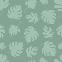 Hand drawn monstera leaves silhouette seamless pattern. vector