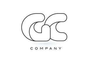 Logotipo de letra gc monogram con contorno de contorno de monograma negro fino. vector de diseño de carta de moda moderna.