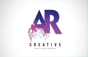 AR A R Purple Letter Logo Design with Liquid Effect Flowing vector