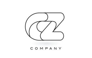 CZ Monogram Letter Logo With Thin Black Monogram Outline Contour. Modern Trendy Letter Design Vector. vector