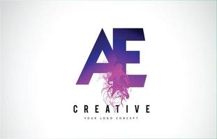 AE A E Purple Letter Logo Design with Liquid Effect Flowing vector