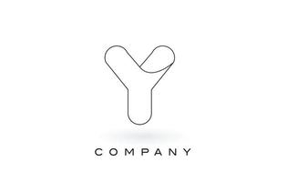Logotipo de letra Y monograma con contorno de contorno de monograma negro fino. vector de diseño de carta de moda moderna.