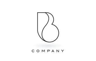 B Monogram Letter Logo With Thin Black Monogram Outline Contour. Modern Trendy Letter Design Vector. vector