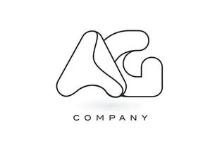 AG Monogram Letter Logo With Thin Black Monogram Outline Contour. Modern Trendy Letter Design Vector. vector