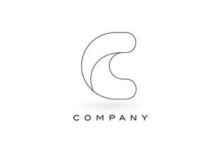Logotipo de letra c monograma con contorno de contorno de monograma negro fino. vector de diseño de carta de moda moderna.