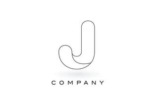 J Monogram Letter Logo With Thin Black Monogram Outline Contour. Modern Trendy Letter Design Vector. vector