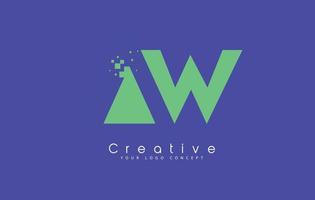 Diseño de logotipo de letra aw con concepto de espacio negativo. vector