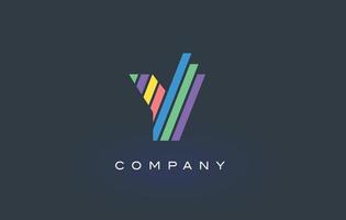 Logotipo de letra Y con vector de diseño de líneas de colores. ilustración de icono de letra de arco iris