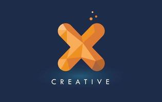 Letra x con logo de triángulos de origami. diseño creativo de origami naranja amarillo. vector