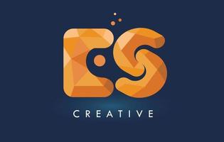 ES Letter With Origami Triangles Logo. Creative Yellow Orange Origami Design. vector