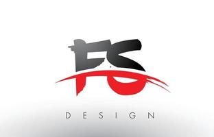 FS F S Brush Logo Letters with Red and Black Swoosh Brush Front vector