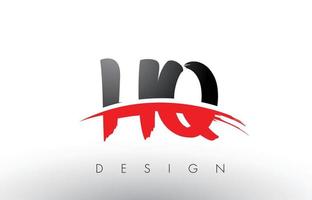 HQ H Q Brush Logo Letters with Red and Black Swoosh Brush Front vector