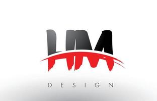 HM H M Brush Logo Letters with Red and Black Swoosh Brush Front vector