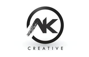 Diseño de logotipo de letra ak brush. Logotipo de icono de letras cepilladas creativas. vector